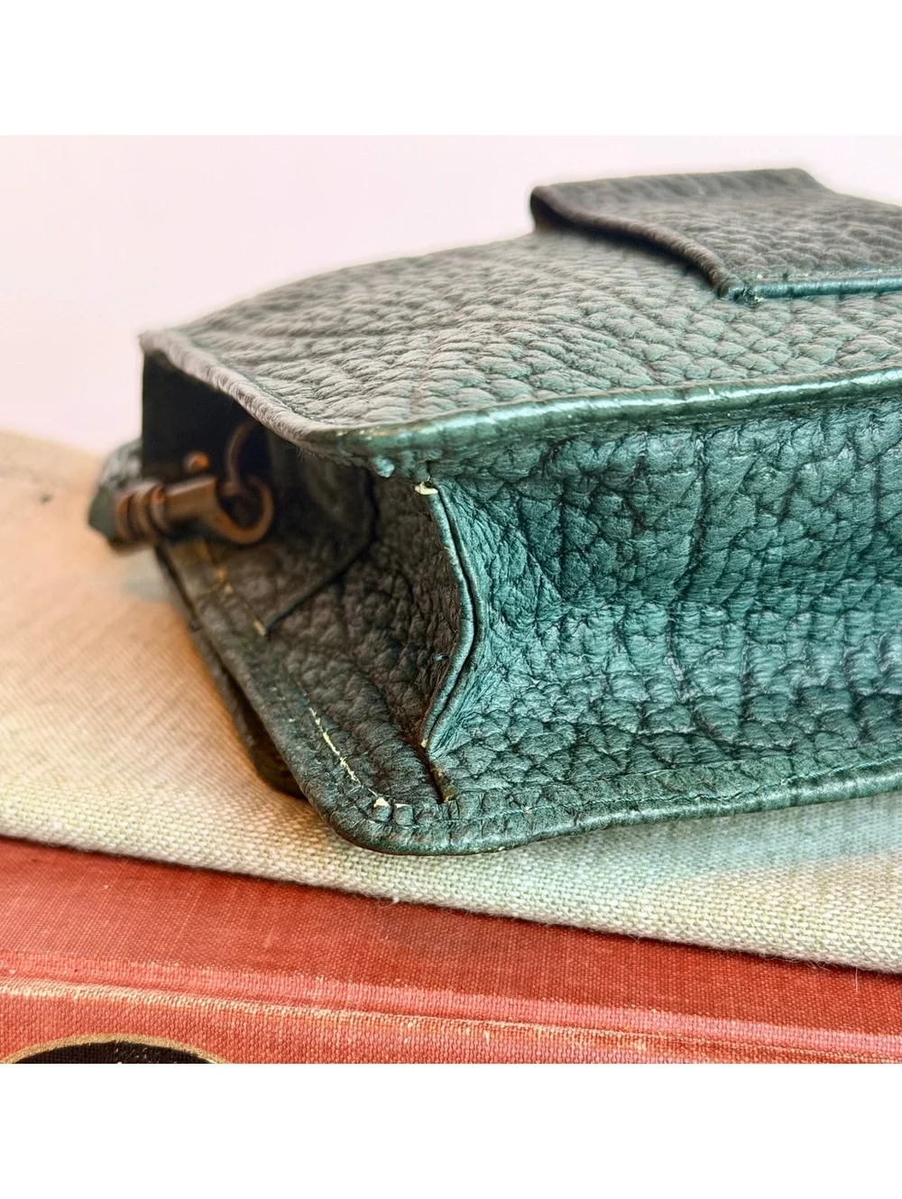 Wilsons Leather Teal Green Crossbody Bag Wallet Purse Pebbled Leather